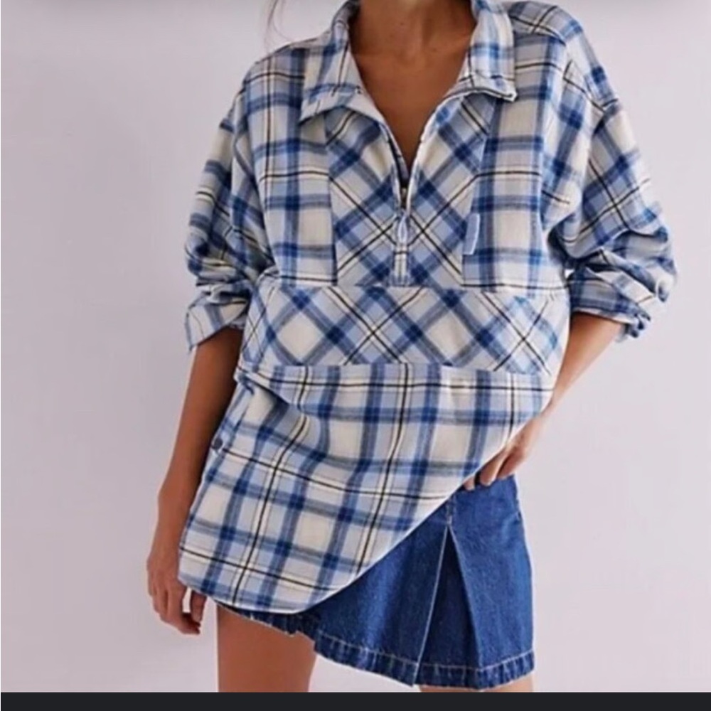 Free People We The Free Wind River Plaid Shirt. NWT. Castaway combo - Picture 3 of 4